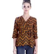 Orange printed cotton cotton-tops