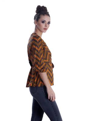 Orange printed cotton cotton-tops 5