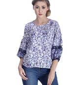 White printed cotton party-tops