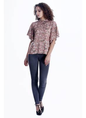 Beige printed cotton cotton-tops 3