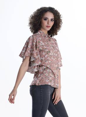 Beige printed cotton cotton-tops 5