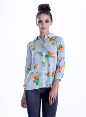 Blue printed cotton cotton-tops 1