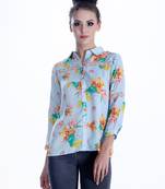 Blue printed cotton cotton-tops