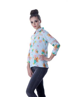 Blue printed cotton cotton-tops 4