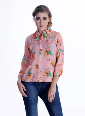 Pink printed cotton cotton-tops 1