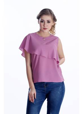 Purple plain georgette sleeveless-tops 1