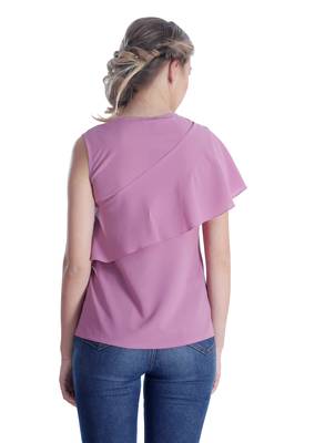 Purple plain georgette sleeveless-tops 2