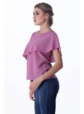 Purple plain georgette sleeveless-tops 3