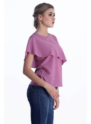 Purple plain georgette sleeveless-tops 4