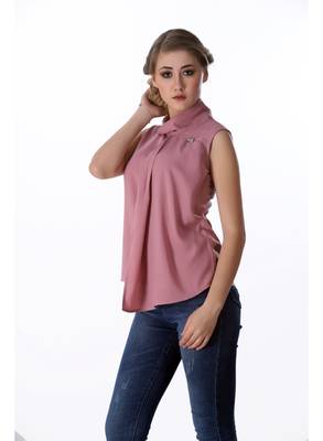 Pink plain cotton sleeveless-tops 1