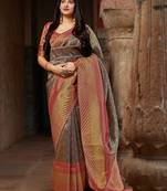 Blue woven banarasi saree with blouse