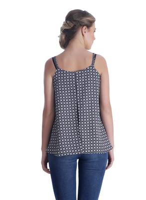 Black printed georgette sleeveless-tops 2