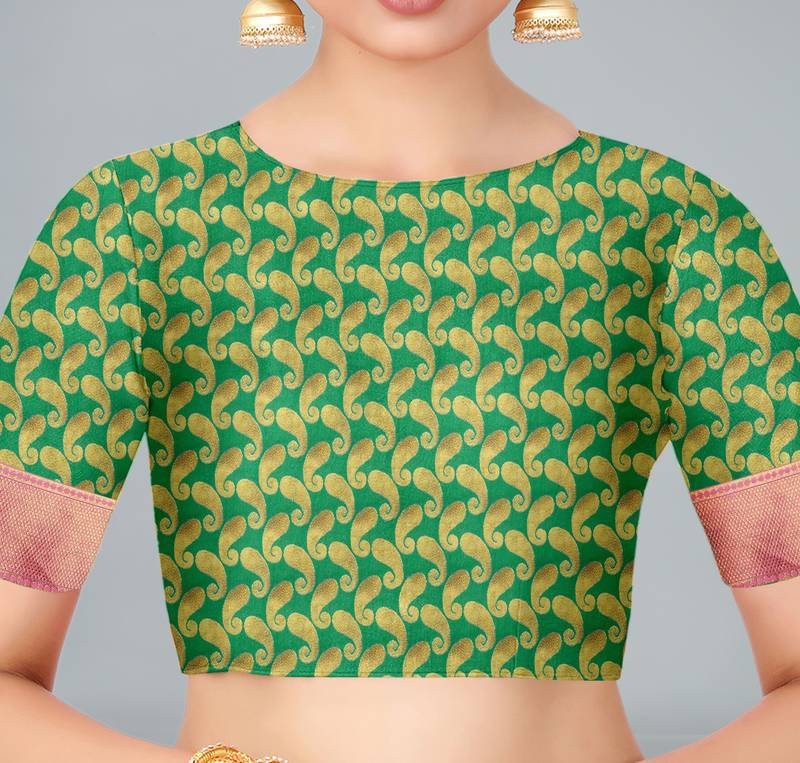 Pink woven banarasi saree with blouse