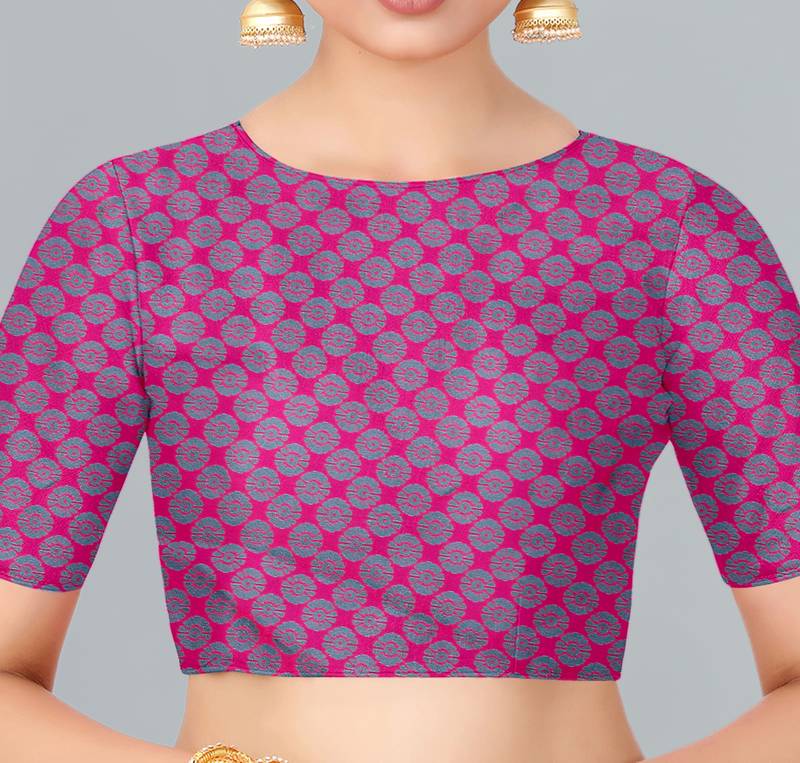 Pink woven banarasi saree with blouse