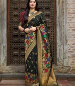 Black woven banarasi saree with blouse