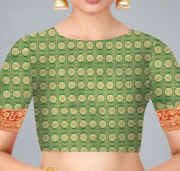 Red woven banarasi saree with blouse 5