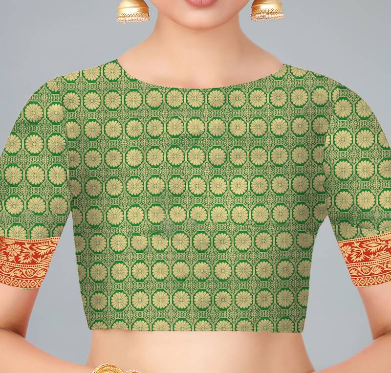 Red woven banarasi saree with blouse