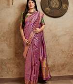 Purple woven banarasi saree with blouse