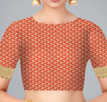 Beige woven banarasi silk saree with blouse 4