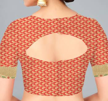 Beige woven banarasi silk saree with blouse 5