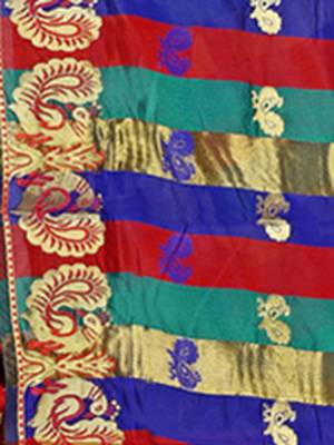 Red woven cotton silk saree with blouse 3