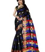 Black woven cotton silk saree with blouse