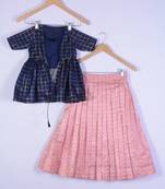 Everwillow Girl Blue And Peach Lahenga Choli Set