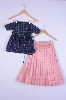 Everwillow Girl Blue And Peach Lahenga Choli Set