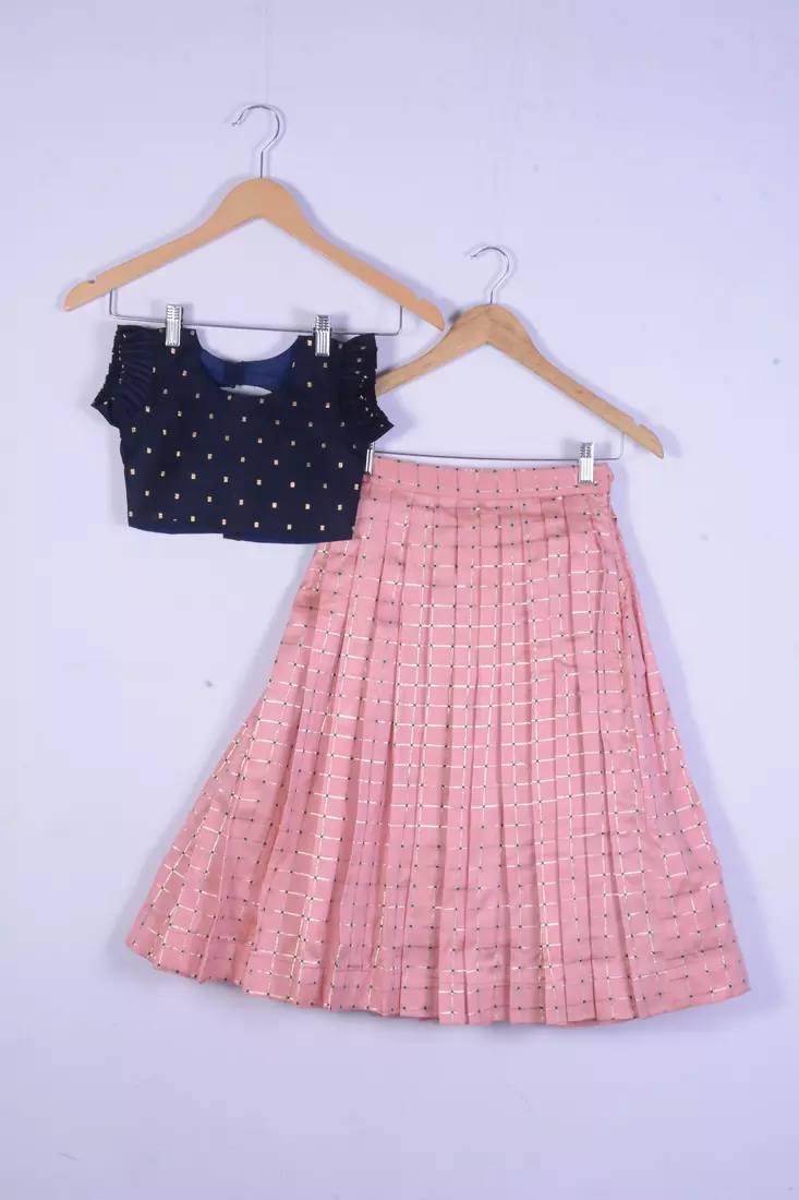 Everwillow Girl Blue And Peach Lahenga Choli Set
