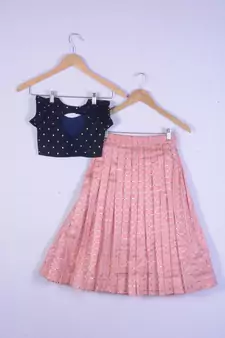 Everwillow Girl Blue And Peach Lahenga Choli Set