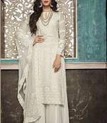 White embroidered georgette salwar