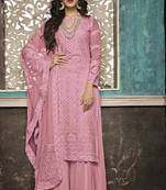 Dark-hot-pink embroidered georgette salwar