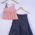 Girl Pink Blouse And Blue Lahenga For Kids