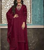 Maroon embroidered georgette salwar