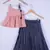 Girl Pink Blouse And Blue Lahenga For Kids