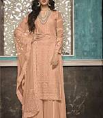 Peach embroidered georgette salwar