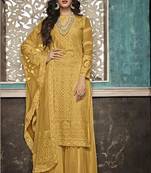 Yellow embroidered georgette salwar
