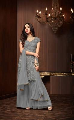 Grey moti net salwar 1