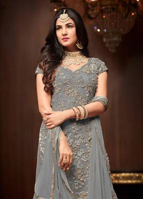 Grey moti net salwar 2