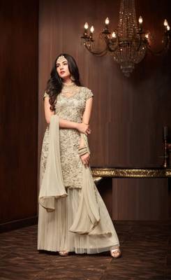 Cream moti net salwar 1