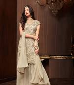 Cream moti net salwar