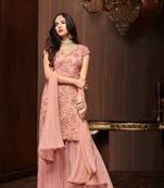 Peach moti net salwar