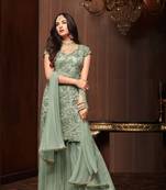 Green moti net salwar