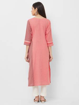 Pink embroidered cotton ethnic-kurtis 2