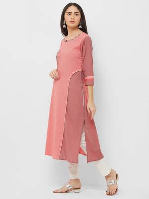 Pink embroidered cotton ethnic-kurtis 4