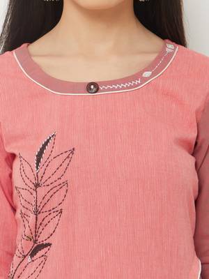 Pink embroidered cotton ethnic-kurtis 5