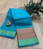 Women'S Designer Turquoise Banarasi Kanjivaram Saree With Designer Blouse