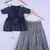 Girl Blue With Grey Brocade Lahenga Choli
