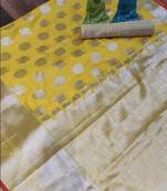 Women'S Designer Yellow Banarasi Kanjivaram Saree With Designer Blouse