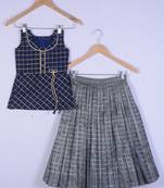 Girl Blue With Grey Lahenga Choli Set
